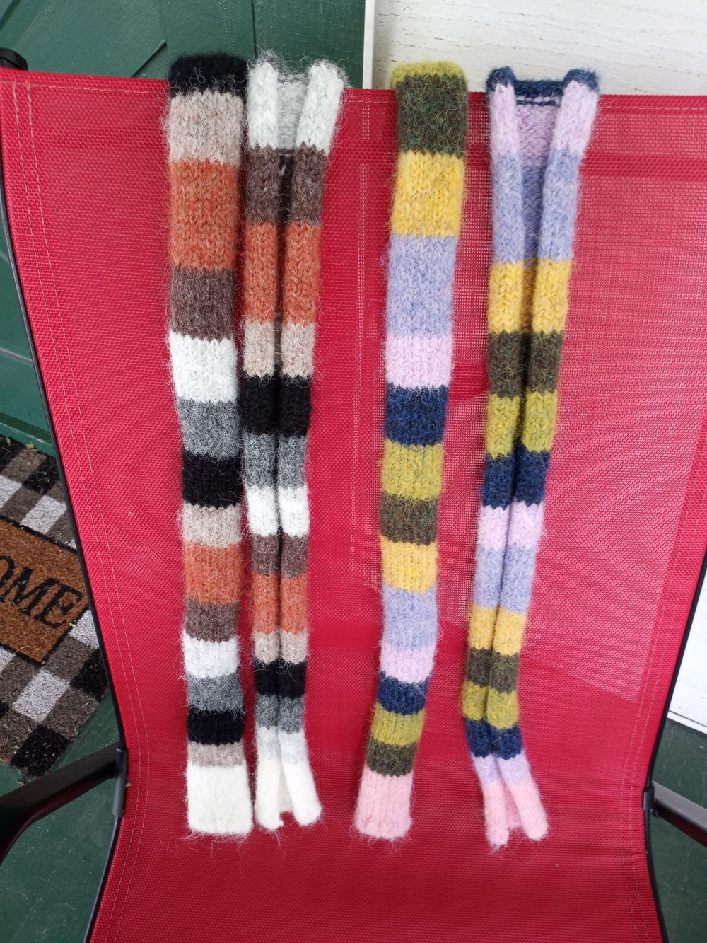 Hand-Knit Striped Mohair-Blend Scarves - Neutral & Pastel Sets